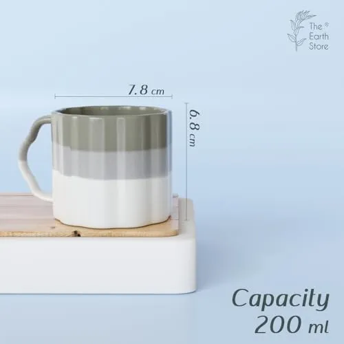 The Earth Store Tritone Metallic Grey Frontier Tea Cups Set of 6 Microwave and Dishwasher Safe, Perfect for Every Occasion Capacity - 200 ml Each