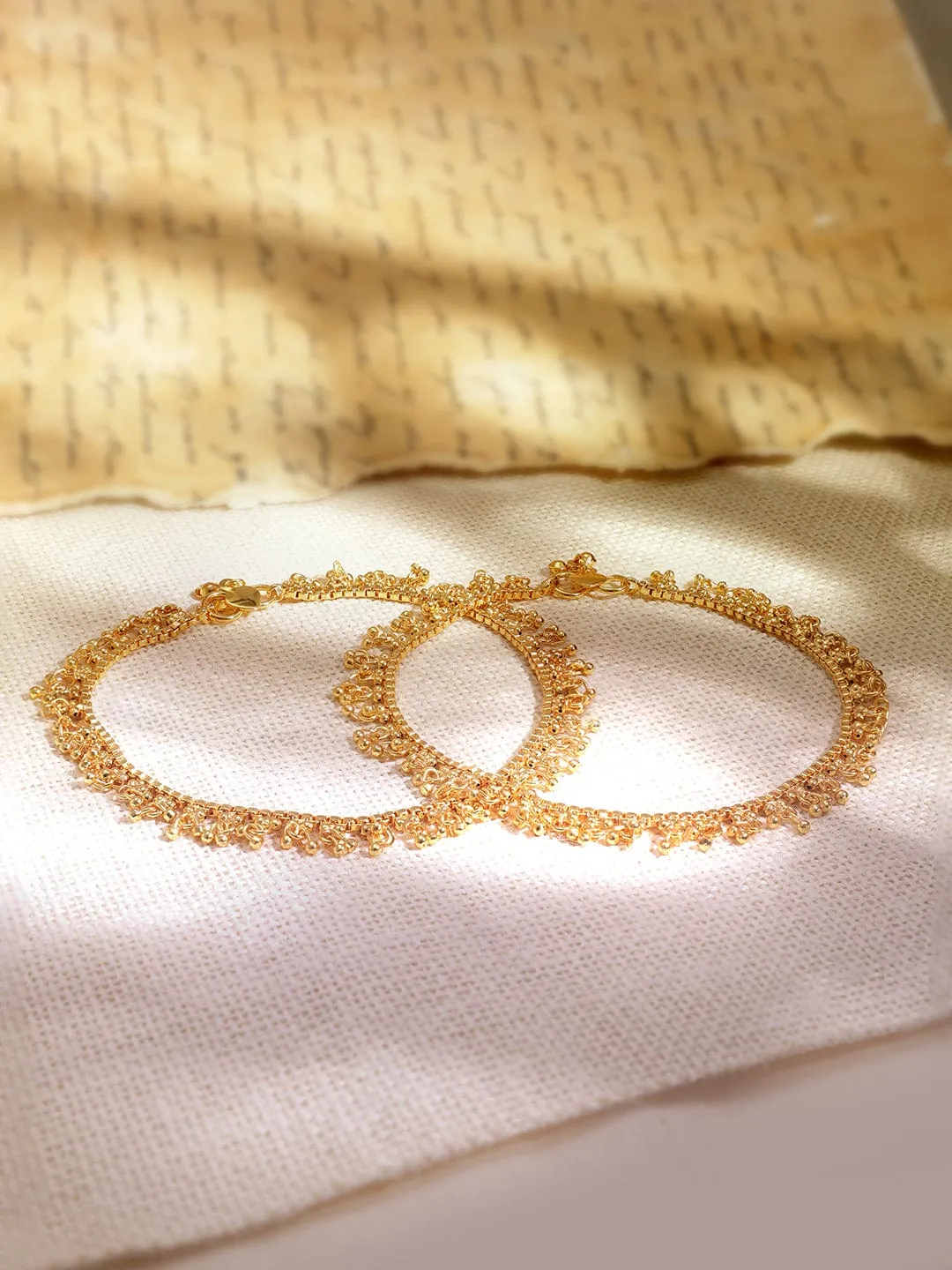 Timeless Beauty 22K Gold-Plated Linked Chain Anklet
