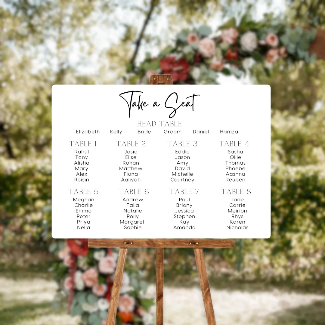 Timeless White Take A Seat Sign