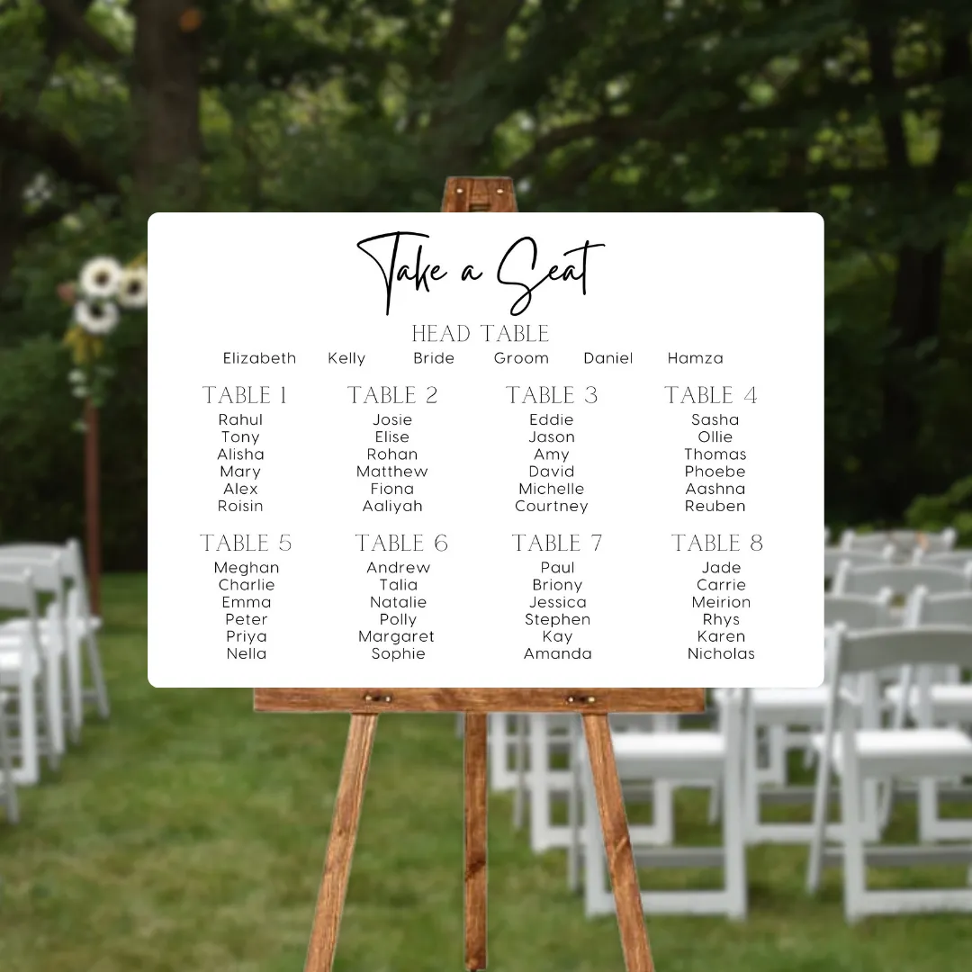 Timeless White Take A Seat Sign